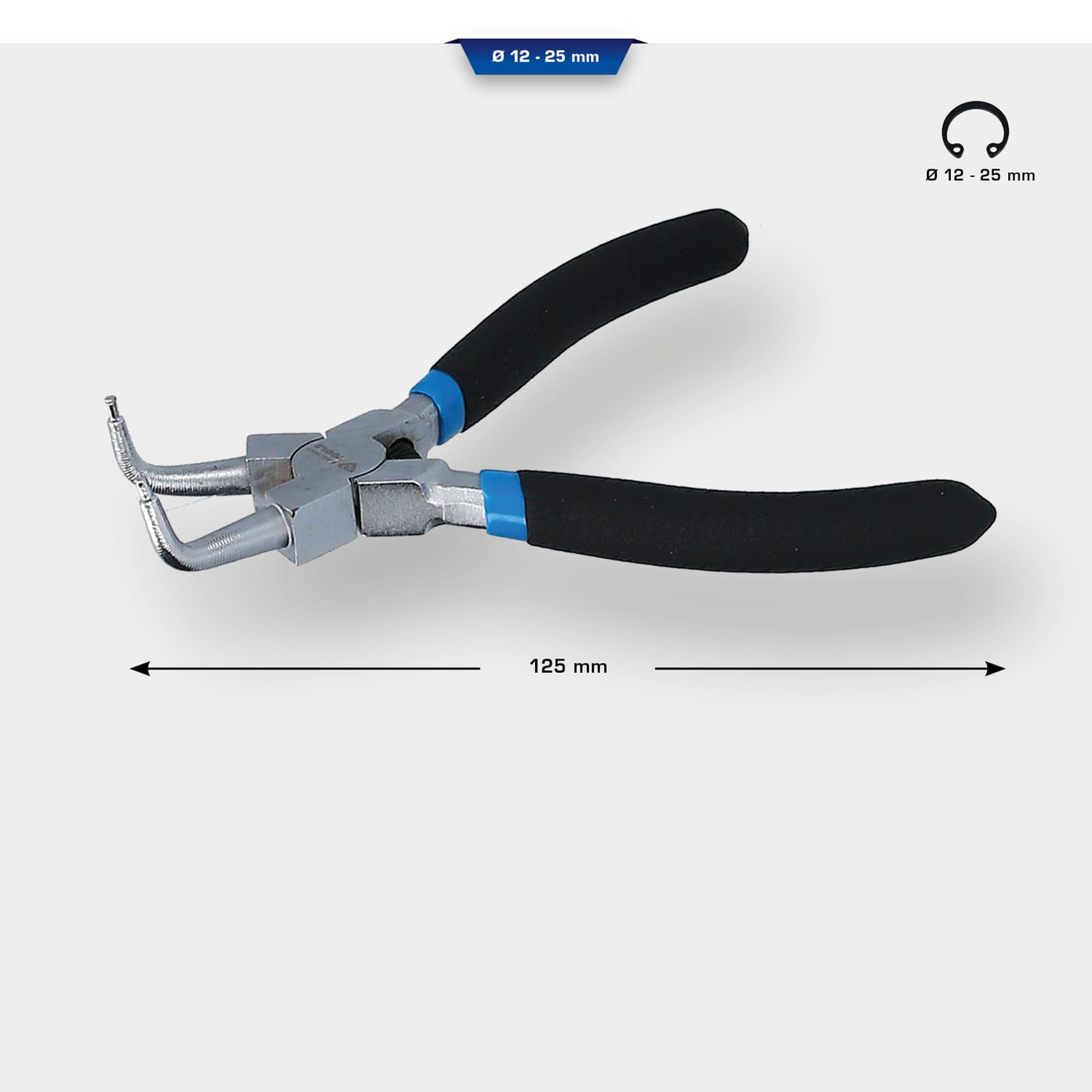 BRILLIANT TOOLS Seegeringzange für Innensicherungsringe abgewinkelt 125 mm - BT067008