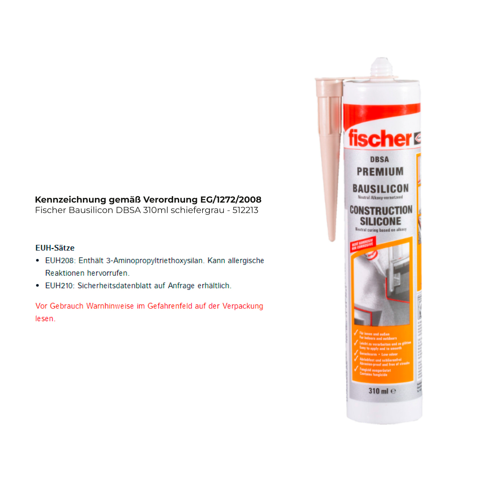 Fischer Bausilicon DBSA 310ml schiefergrau - 512213