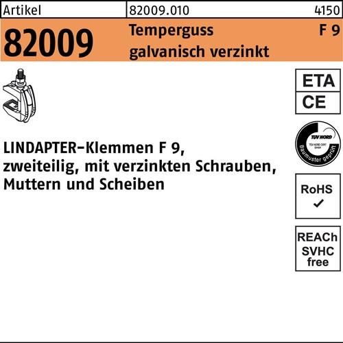 Klemme R 82009 GTW 40 F 9 M10/19 - 42 Temperguss galv.verz. 1St. LINDAPTER