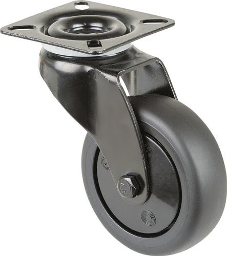 Lenkrolle D.75mm Trgf.75kg m.Platte Kugell.Gum.schwarz BS ROLLEN