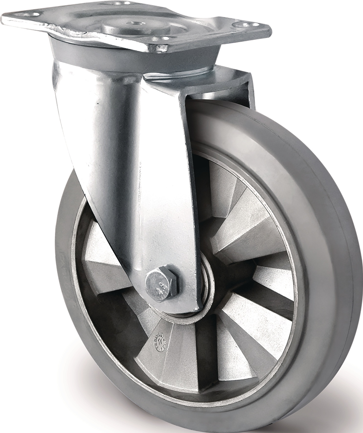 Schwerlastlenkrolle D.200mm Trgf.500kg Lenkrolle Elastikgummi