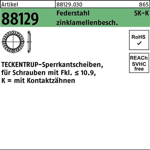 Sperrkantscheibe R 88129 K 4x 8,2x0,8 Federst. zinklamellenb. 1000St. TECKENTRUP