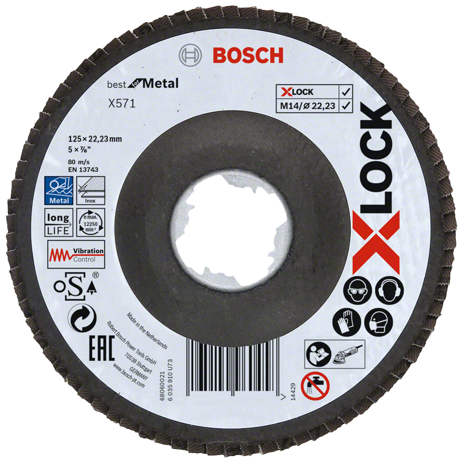 Bosch X-LOCK Fächerscheibe abgewinkelt X571 Best for Metal 125 mm Fibertragplatte