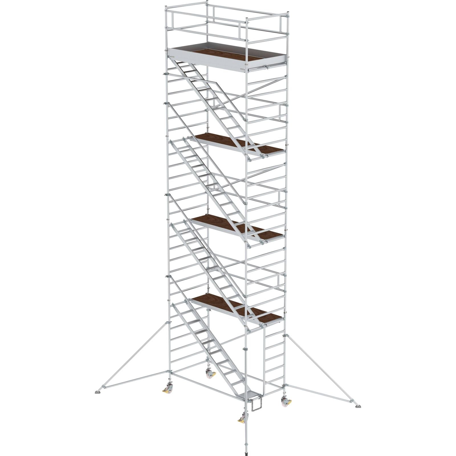 Günzburger Steigtechnik Rollgerüst 1,35 x 2,45 m mit Schrägaufstiegen & Ausleger Plattformhöhe 8,35 m - 167410