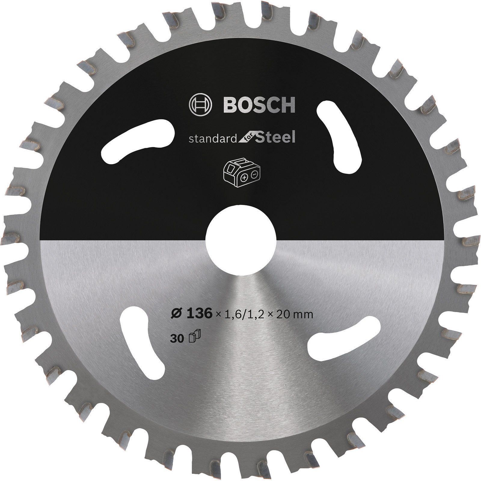 Bosch Kreissägeblatt Standard for Steel, 136 x 1,6/1,2 x 20, 30 Zähne - 2608837746