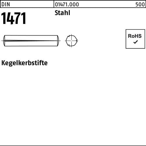 Kegelkerbstift DIN 1471 6x 26 Stahl 100 Stück
