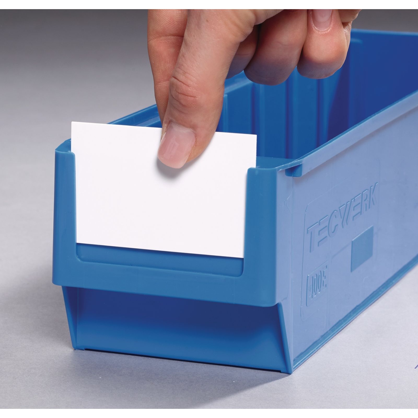 Etikett weiß f.Regallagerkasten B.91mm 100St./Btl.TECWERK