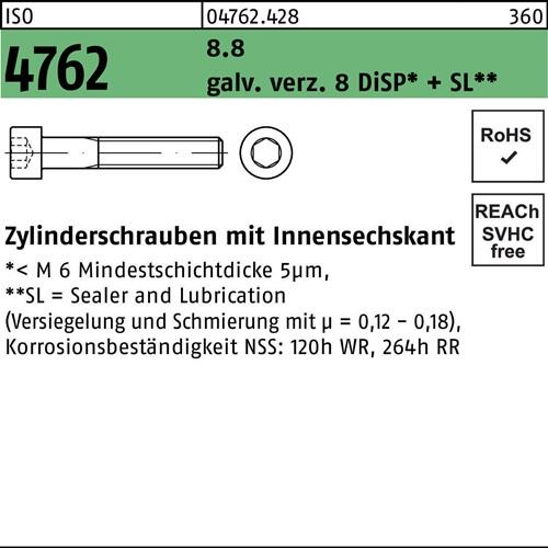 Zylinderschraube ISO 4762 Innen-6kt M16x75 8.8 galv.verz. 8 DiSP+SL 25St.