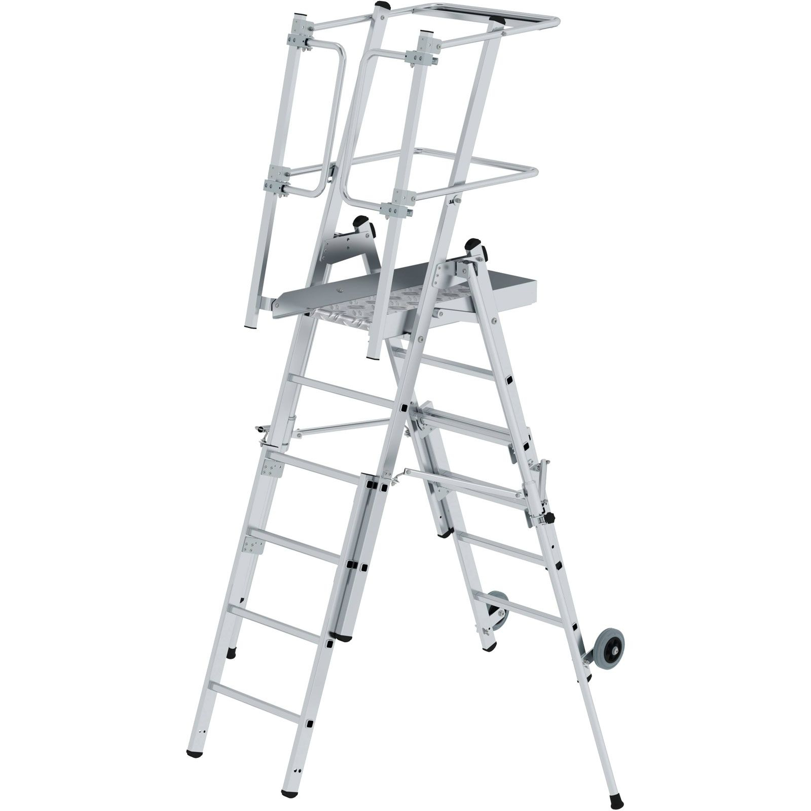 Günzburger Steigtechnik Plattformleiter FlexxStep mit Teleskopaufsatz