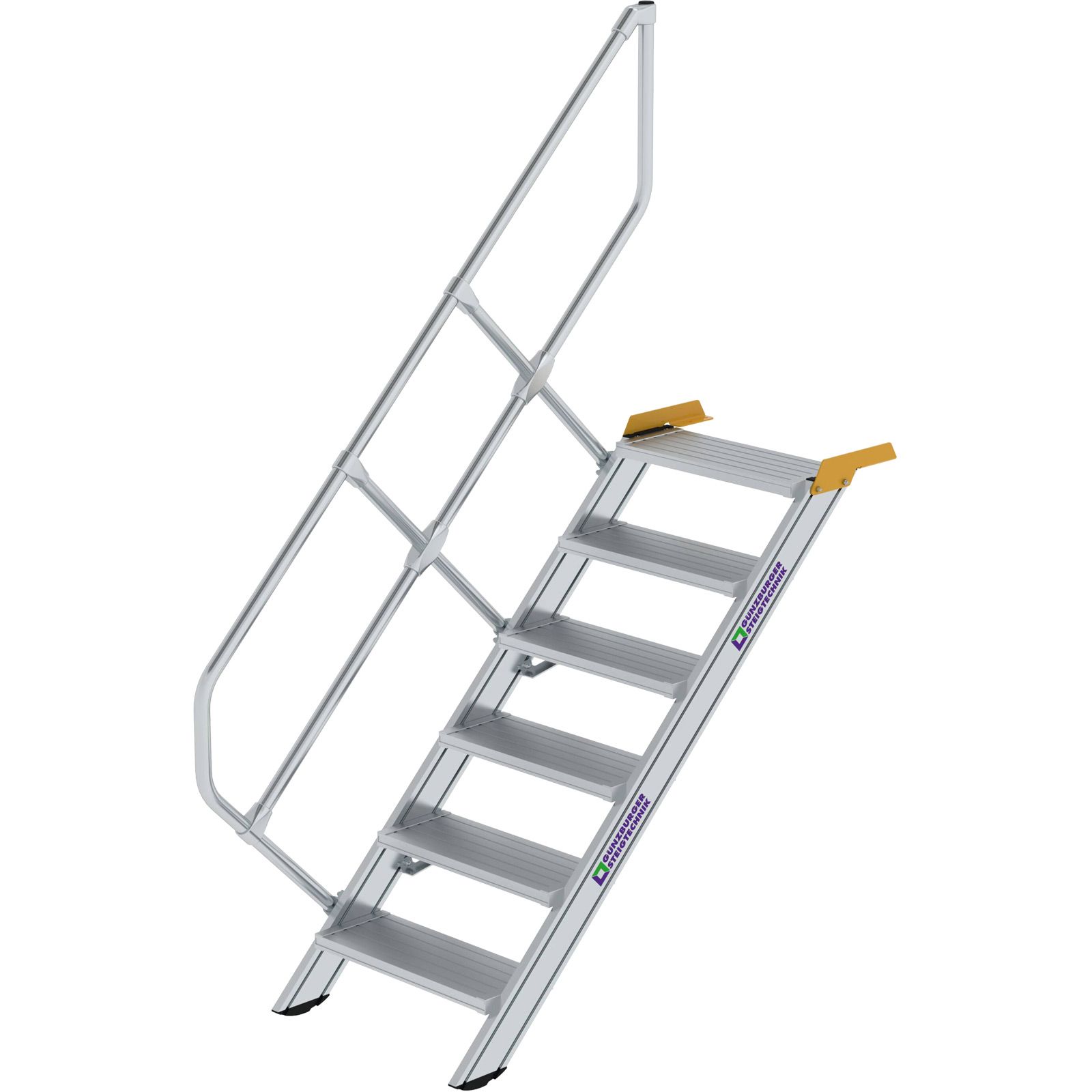 Günzburger Steigtechnik Treppe 45° Stufenbreite 600 mm 6 Stufen Aluminium geriffelt - 600246