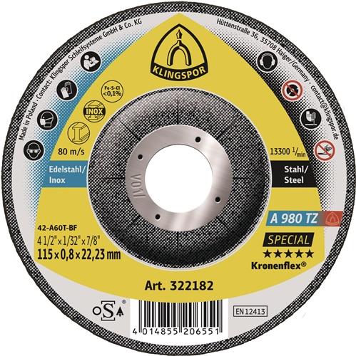Trennscheibe A 980 TZ Special D125x0,8mm gekr.INOX Bohr.22,23mm KLINGSPOR