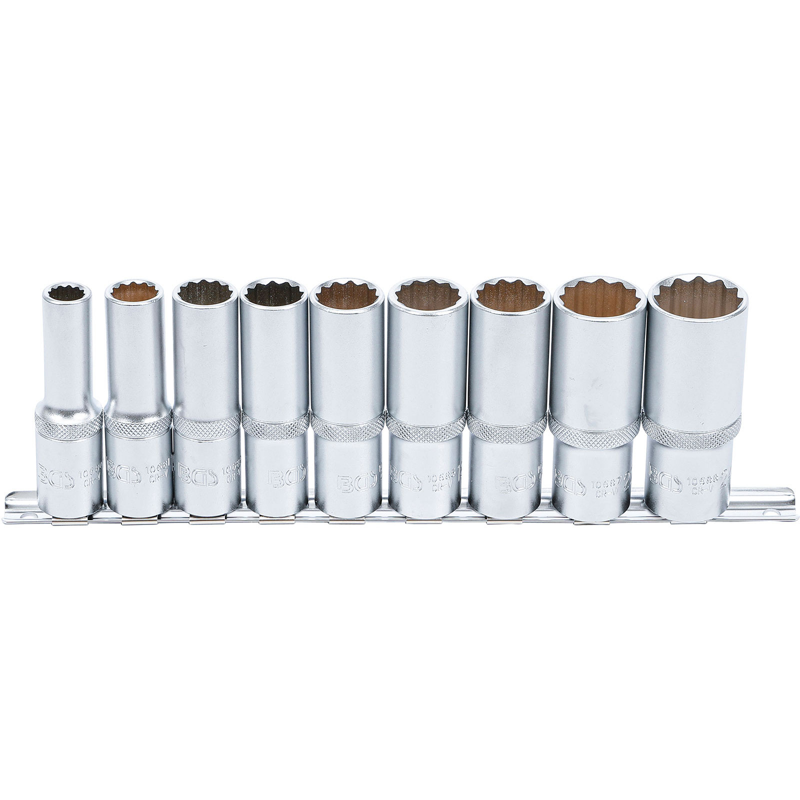 BGS Steckschlüssel-Einsatz-Satz Zwölfkant, tief Antrieb Innenvierkant 12,5 mm (1/2") SW 10 - 24 mm 9tlg. - 5253