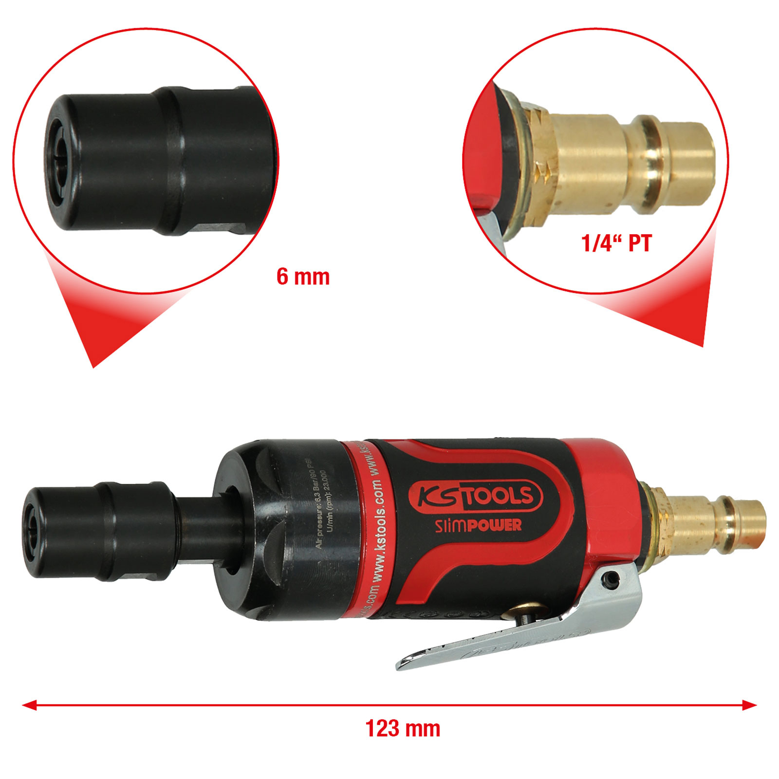 KS TOOLS SlimPOWER Mini-Druckluft-Stabschleifer gerade - 515.5530