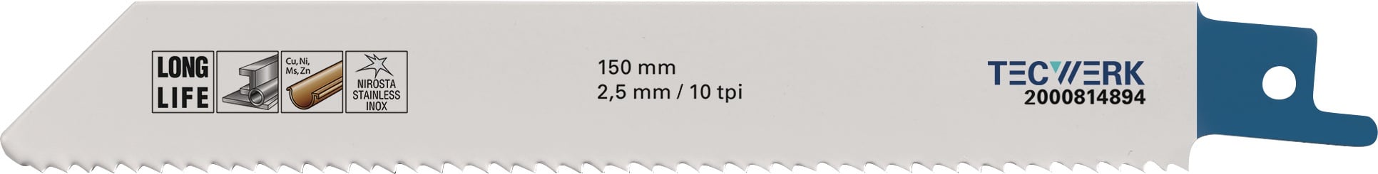 Säbelsägeblatt L.150mm B.19mm TPI 10 2,5mm 5 St./Karte TW