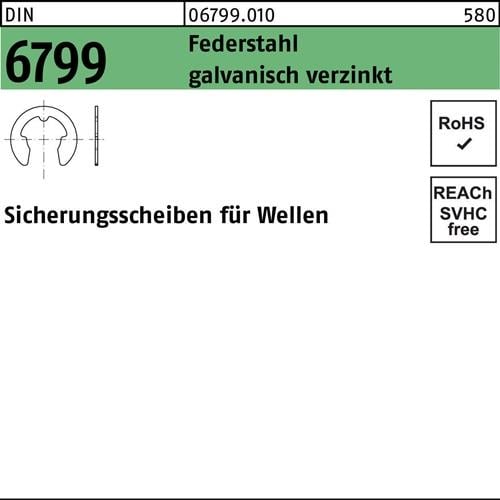 Sicherungsscheibe DIN 6799 f.Wellen 2,3 Federstahl galv.verz. 500 Stück