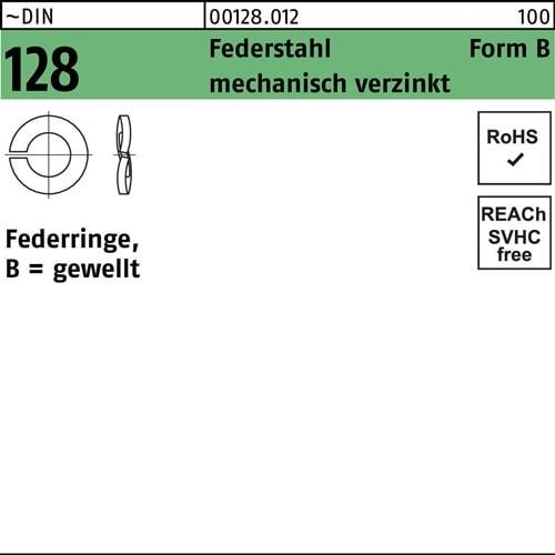 Federring DIN 128 B 6 Federstahl mech.verz. 1000 Stück