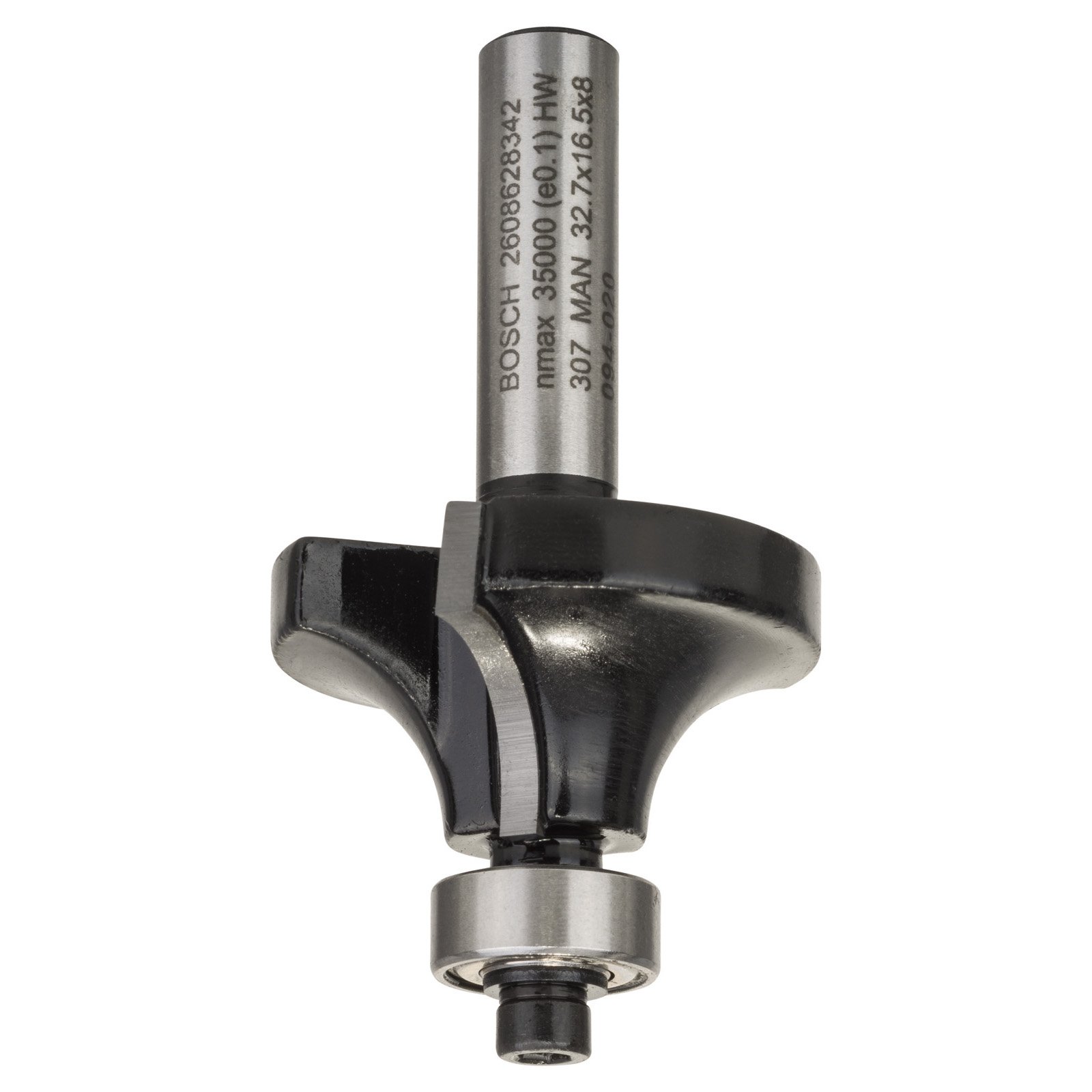 Bosch Abrundfräser 8 mm, R1 10 mm, L 16,5 mm, G 57 mm - 2608628342