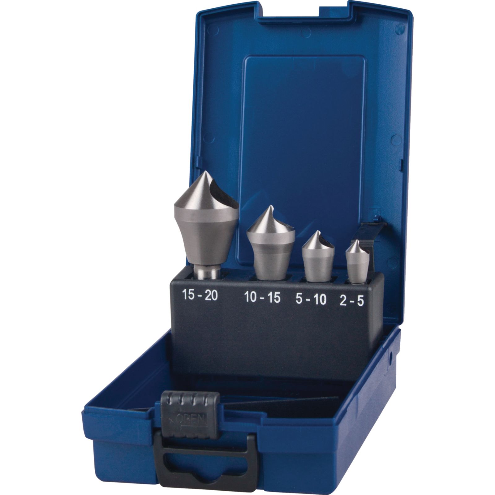 Querlochsenkersatz 2-5/5-10/10-15/15-20mm HSS-Co 4tlg.Ku.-Kass.TECWERK