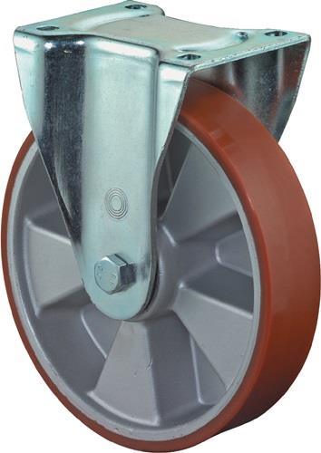 BS Rollen Schwerlast-Bockrolle mit Anschraubplatte Guss-Polyurethan Kugellager 250 mm 1000 kg - L610.B90.250