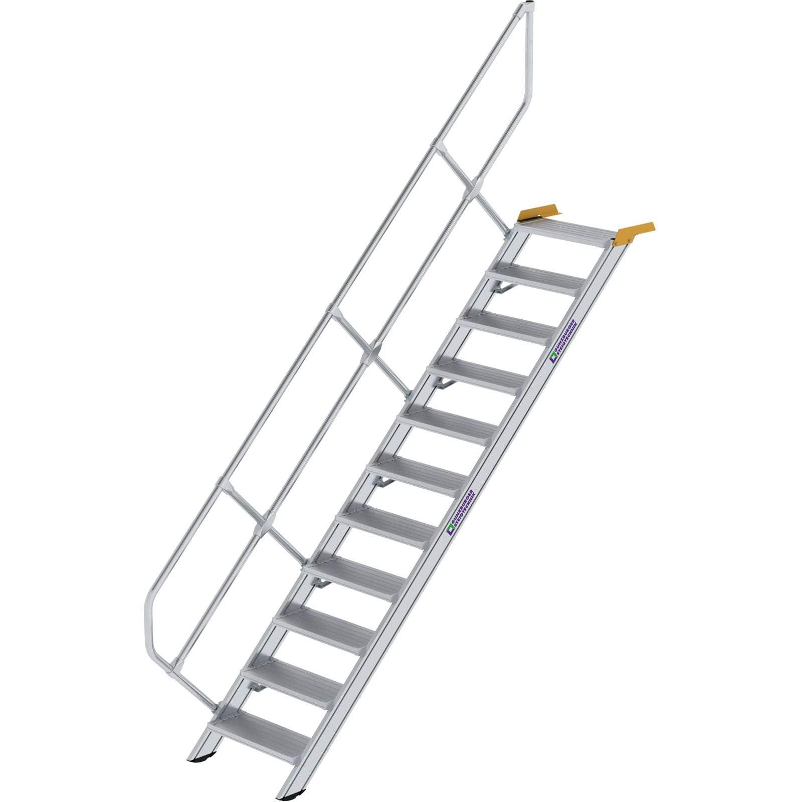 Günzburger Steigtechnik Treppe 45° Stufenbreite 600 mm 11 Stufen Aluminium geriffelt - 600251
