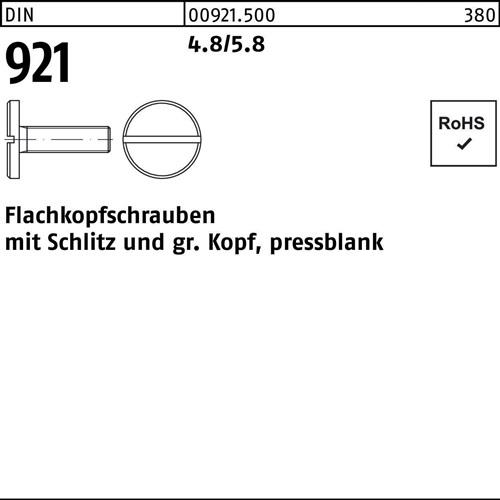 Flachkopfschraube DIN 921 Schlitz M3x 4 4.8/5.8 100 Stück