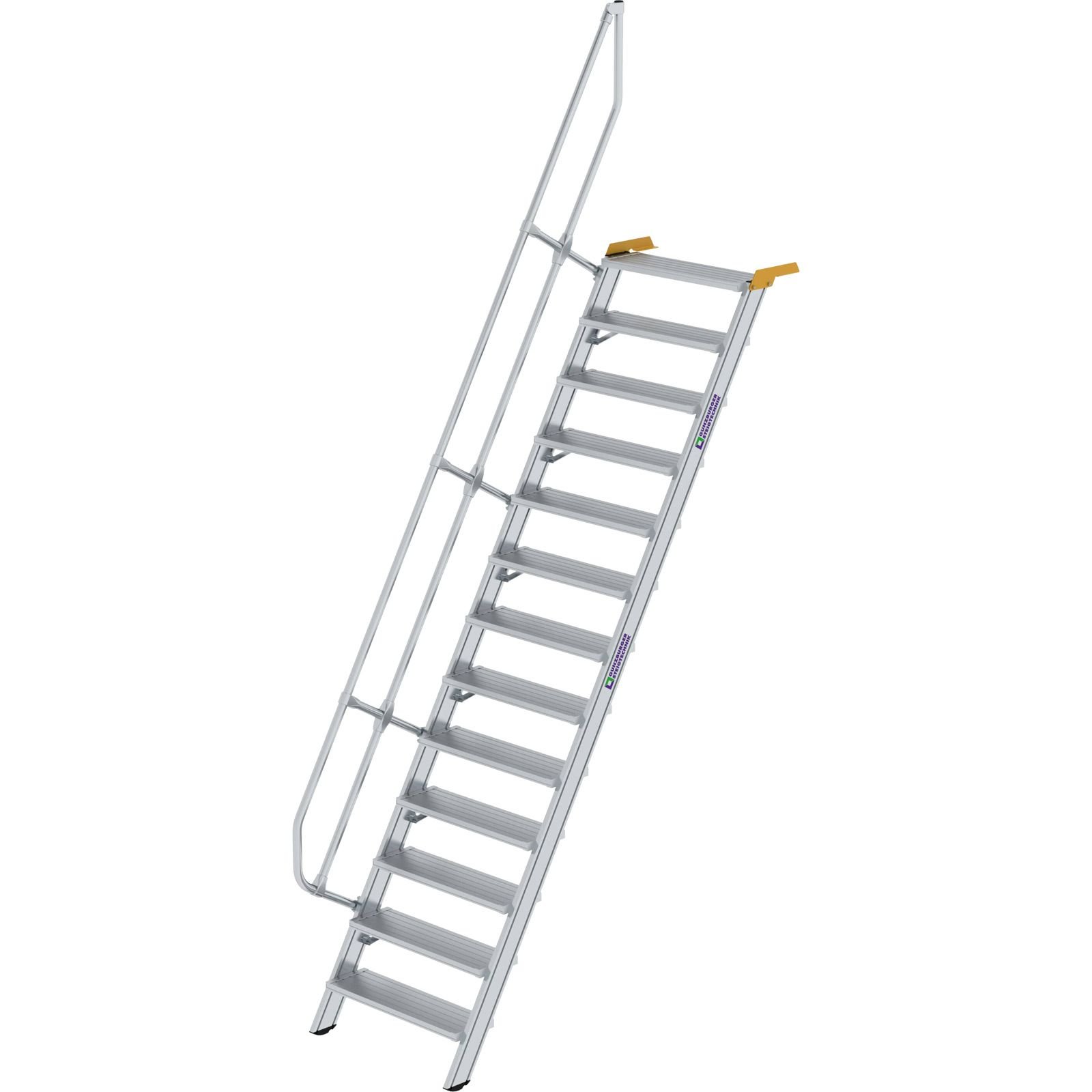 Günzburger Steigtechnik Treppe 60° Stufenbreite 800 mm 13 Stufen Aluminium geriffelt - 600233