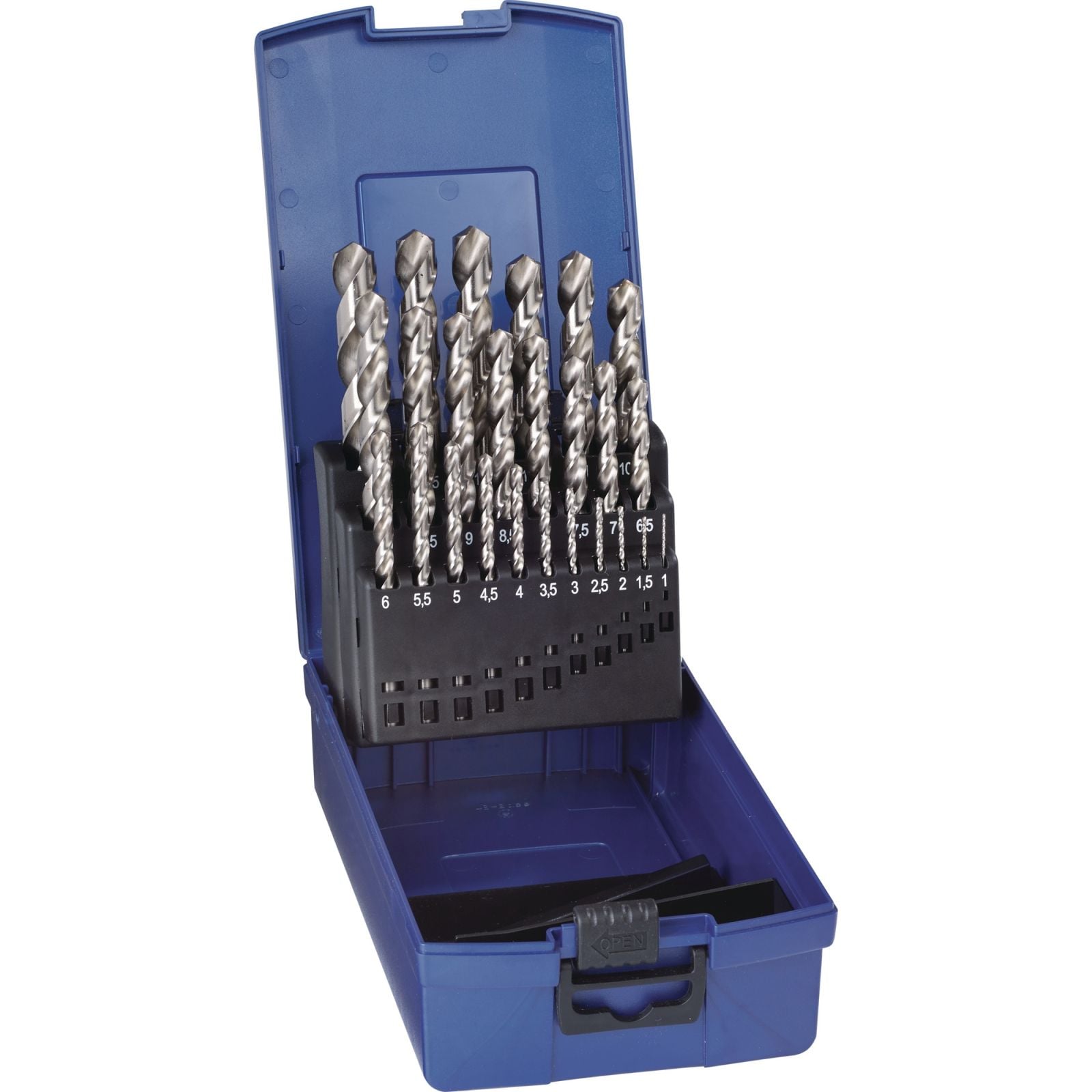 Spiralbohrersatz DIN 338 Typ W D.1-13x0,5mm HSS 25tlg.Ku.-Kass.TECWERK