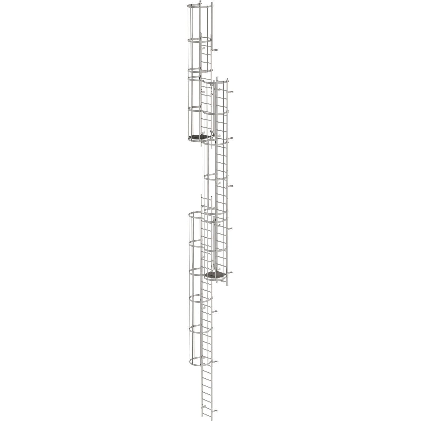 Günzburger Steigtechnik mehrzügige Steigleiter mit Rückenschutz (Maschinen) Edelstahl 15,2 m - 530246