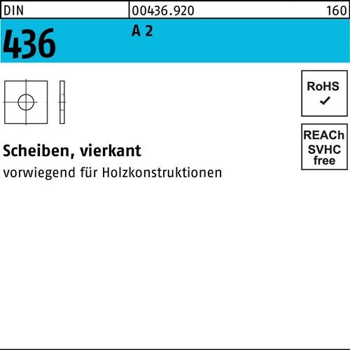 Unterlegscheibe DIN 436 vierkant 17,5x 50x 5 A 2 50 Stück
