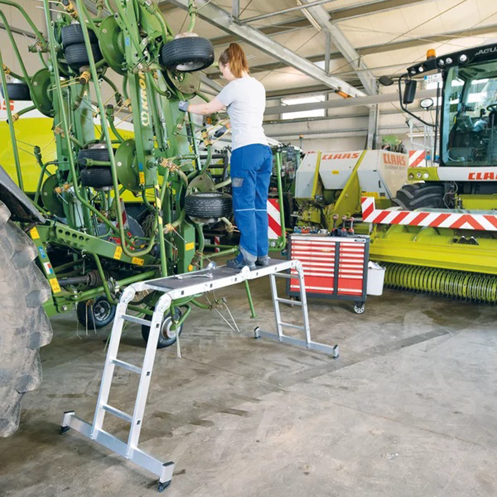 Günzburger Steigtechnik Vielzweckleiter 4tlg. mit nivello-Traverse 4 x 3 Sprossen - 031312