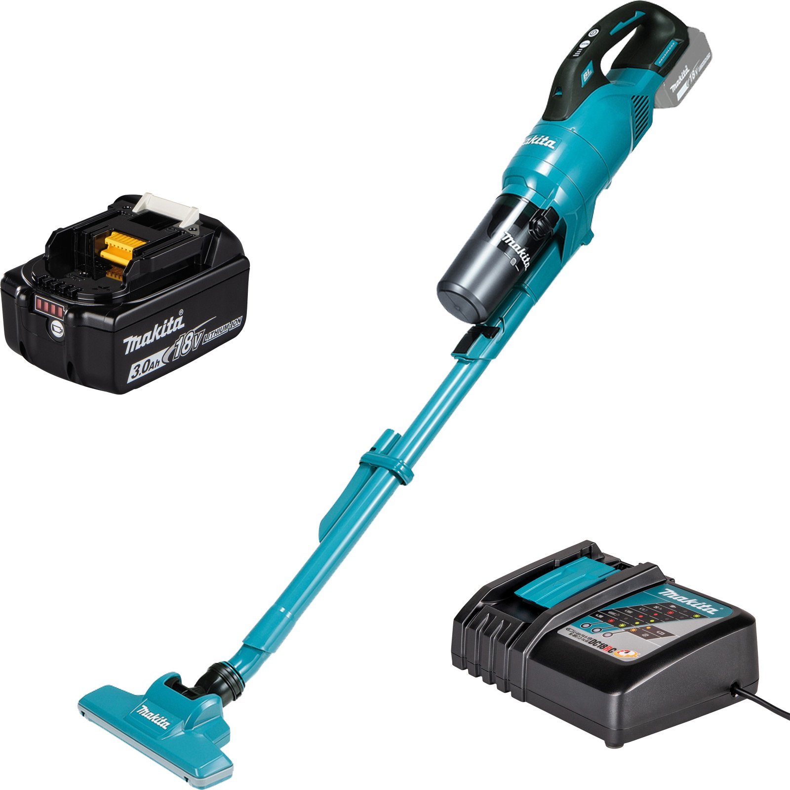 Makita DCL286FRF Akku-Staubsauger 18V mit Zykloneinheit / 1x 3,0 Ah Akku + Ladegerät