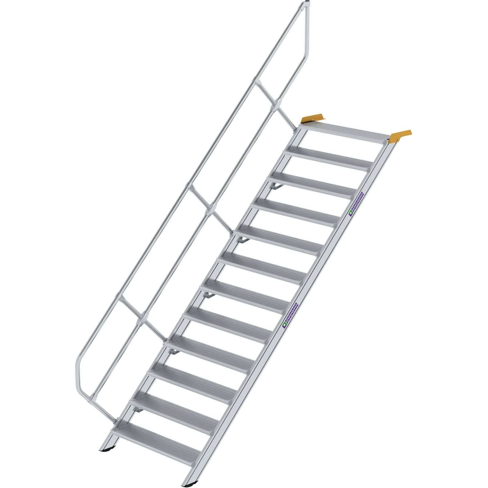 Günzburger Steigtechnik Treppe 45° Stufenbreite 1.000 mm 12 Stufen Aluminium geriffelt - 600352