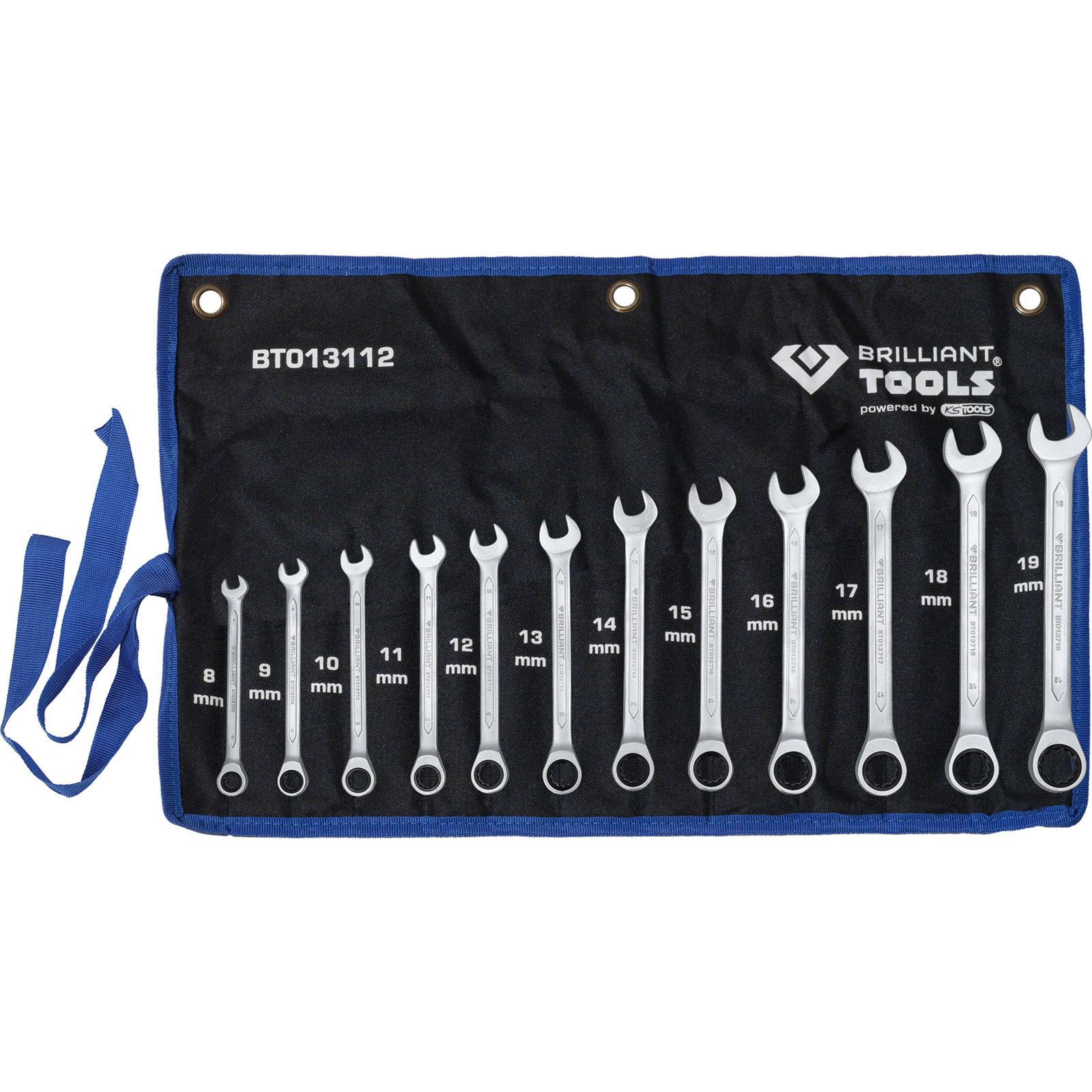 BRILLIANT TOOLS Ratschenringschlüssel-Satz 12tlg. 8 - 19 mm - BT013112