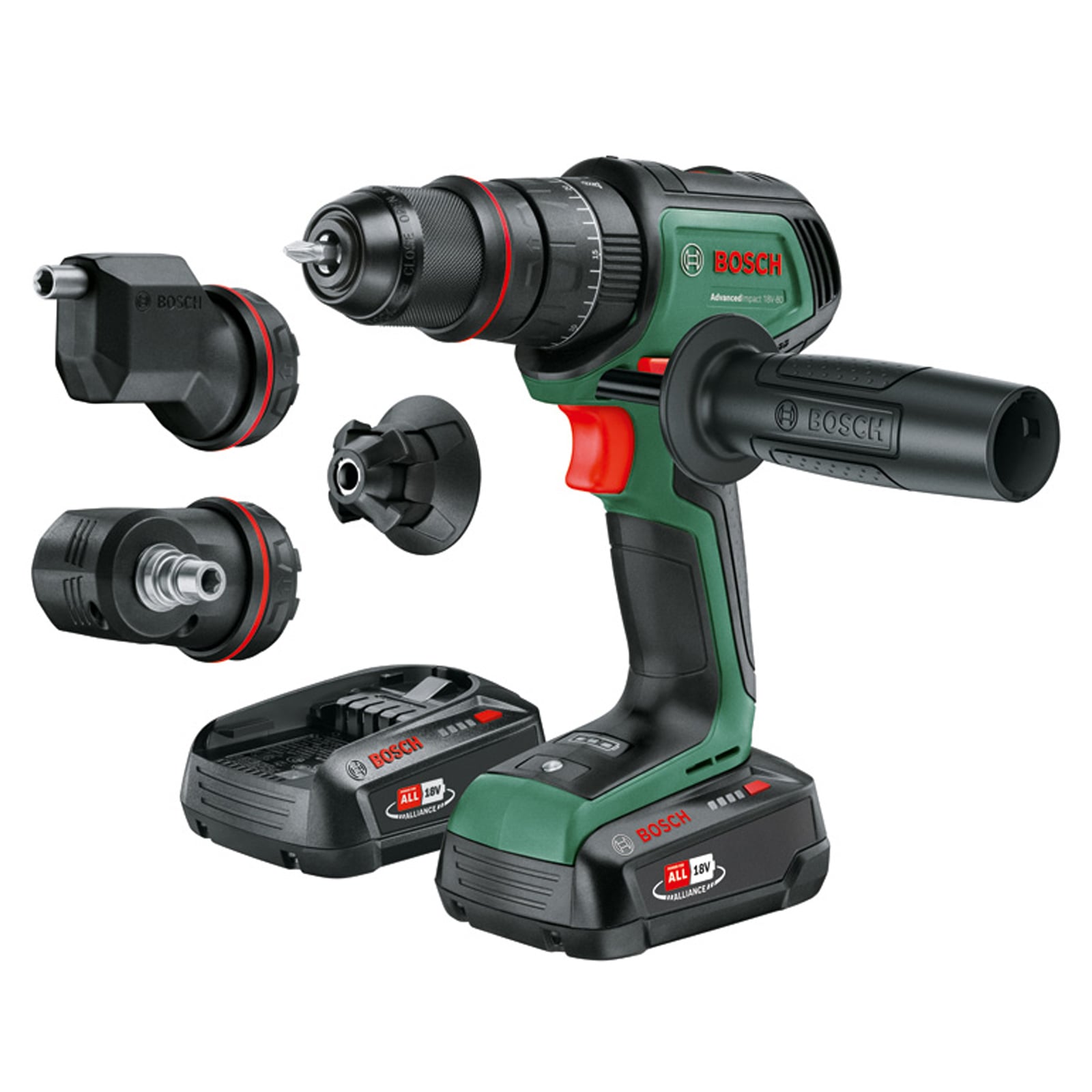 Bosch Akku-Schlagbohrmaschine AdvancedImpact 18V-80 QuickSnap, 2x Akku 2.5Ah, Aufsätze