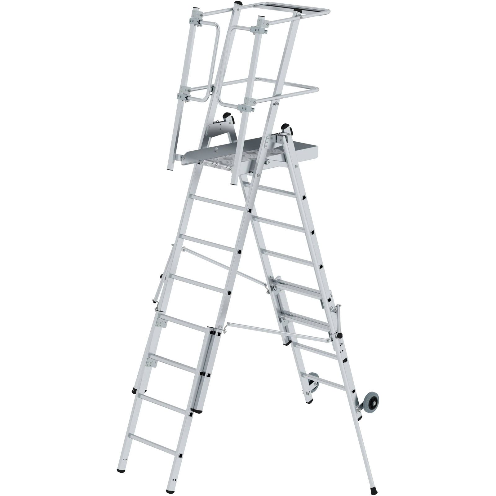 Günzburger Steigtechnik Plattformleiter FlexxStep 6 Sprossen mit Teleskopaufsatz 2 Sprossen - 052537