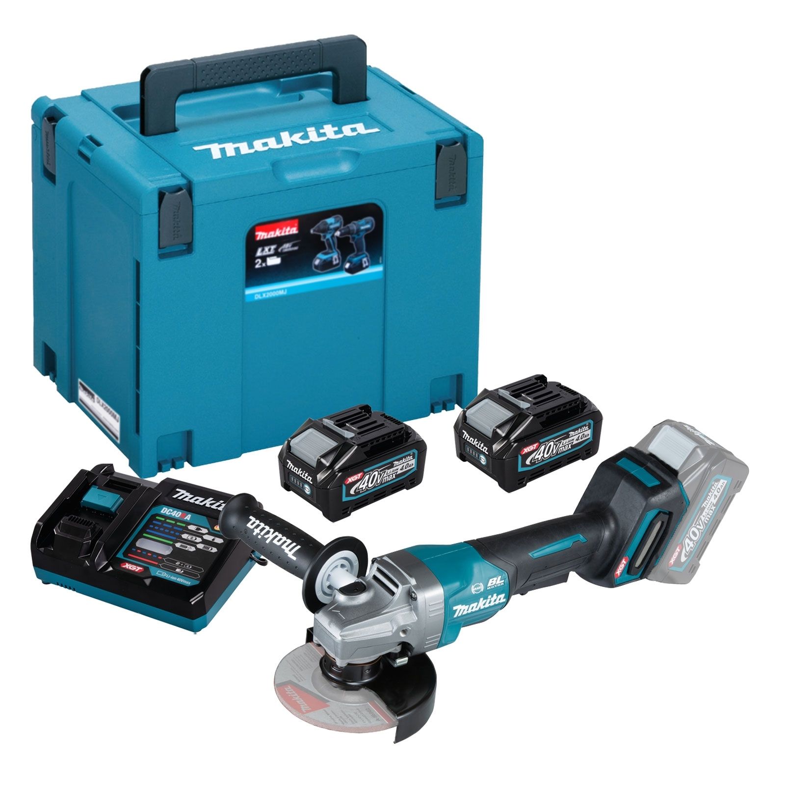 Makita GA013GM201 Akku-Winkelschleifer Ø 125 mm 40 V / 2x 4,0 Ah Akku + Ladegerät im Makpac