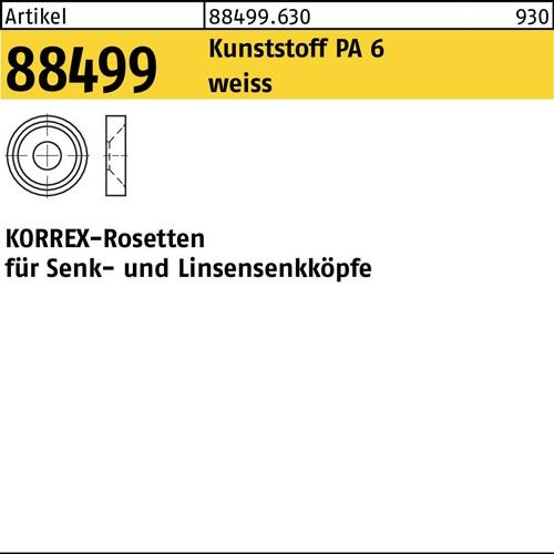 Rosette R 88499 KORREX 804 - M4x3,1 Polyamid 6 weiß 100 Stück DUBO