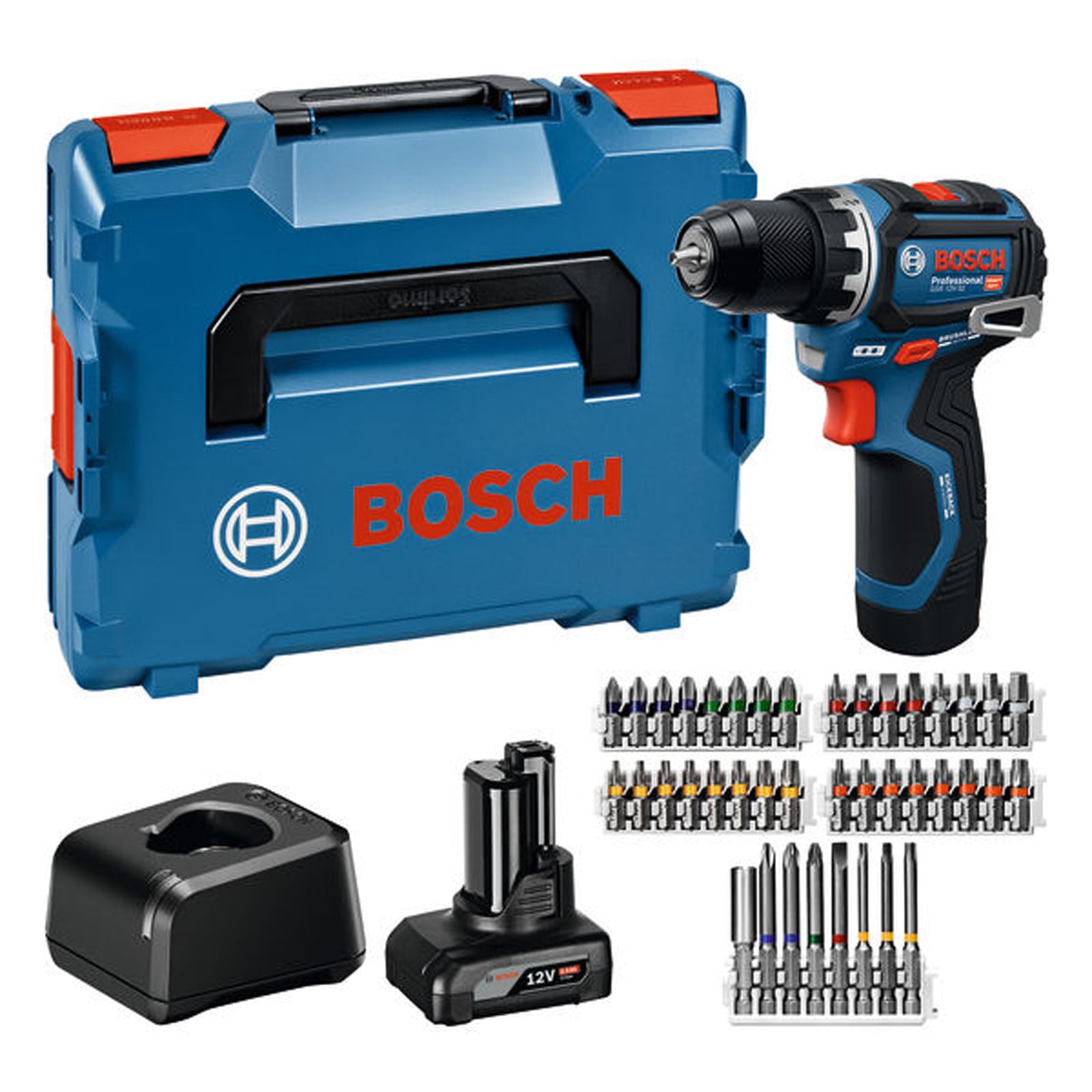 Bosch Akku-Bohrschrauber GSR 12V-32, 1x GBA 12V 2.0Ah, 1x GBA 12V 4.0Ah, L-BOXX