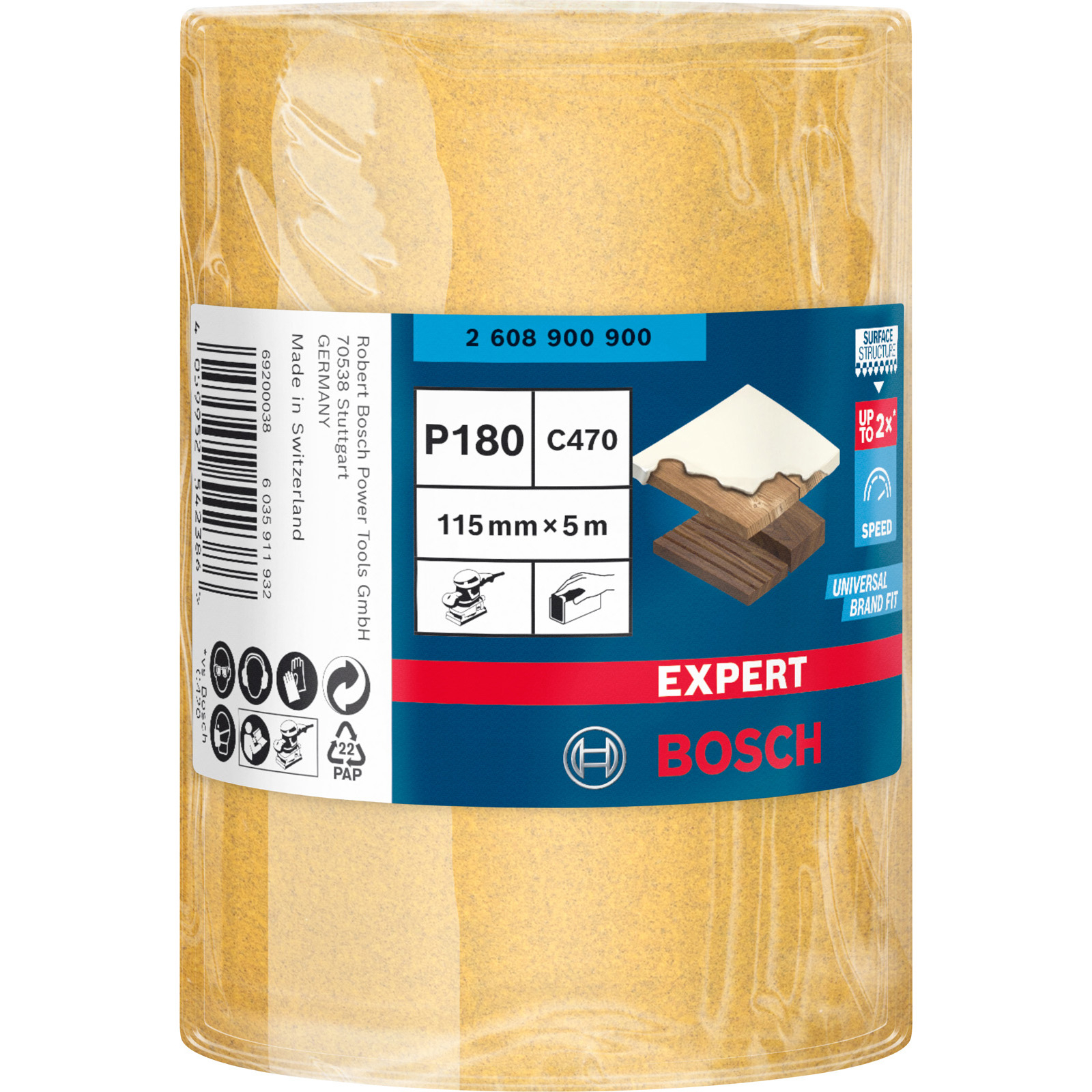 Bosch Expert C470 Schleifpapierrolle zum Handschleifen 115 mm x 5 m G 180 - 2608900900