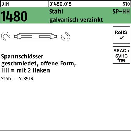 Spannschloss DIN 1480 offen 2Haken SP HH M16 Stahl 3.6 galv.verz. 1St.