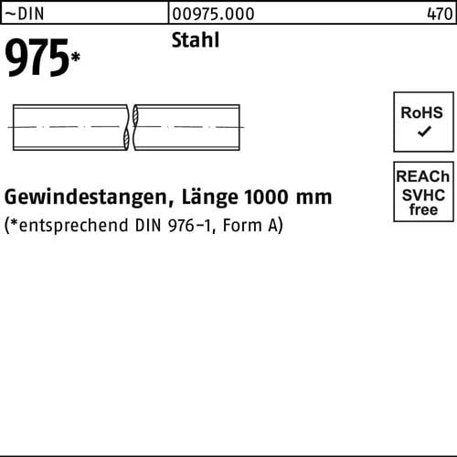 Gewindestange DIN 975 M45x 1000mm Stahl 1 Stück