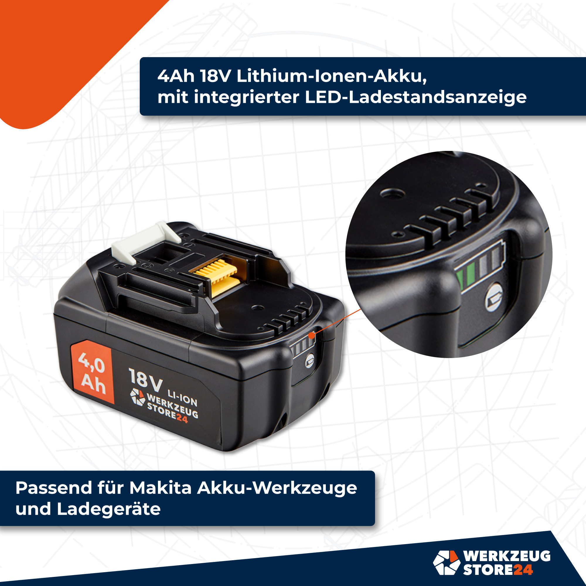 WS24 Akku Starter-Set 18 V / 2x 4,0 Ah Akku + Schnellladegerät