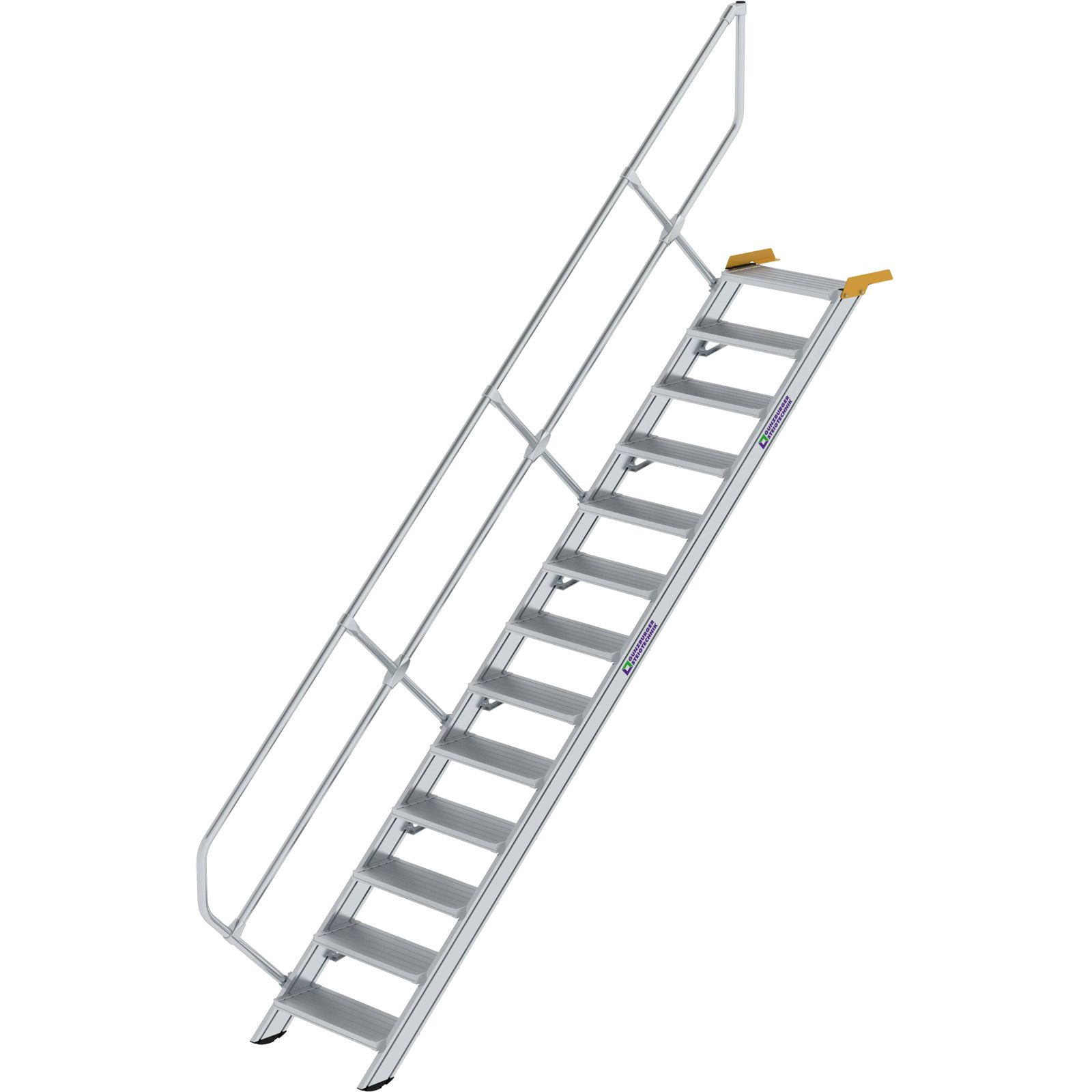 Günzburger Steigtechnik Treppe 45° Stufenbreite 600 mm 13 Stufen Aluminium geriffelt - 600253