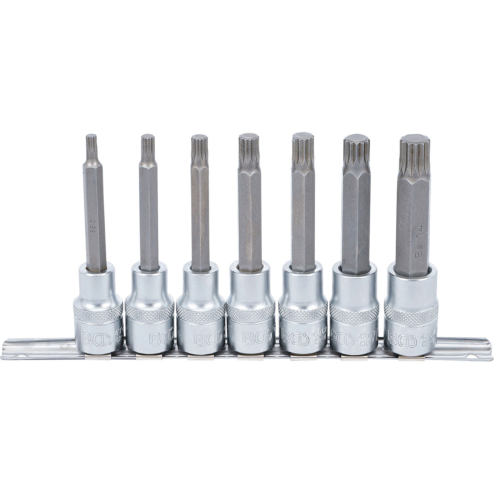 BGS Bit-Einsatz-Satz Antrieb Innenvierkant 12,5 mm (1/2") Innenvielzahn (für XZN) M5 - M14 7tlg. - 5175