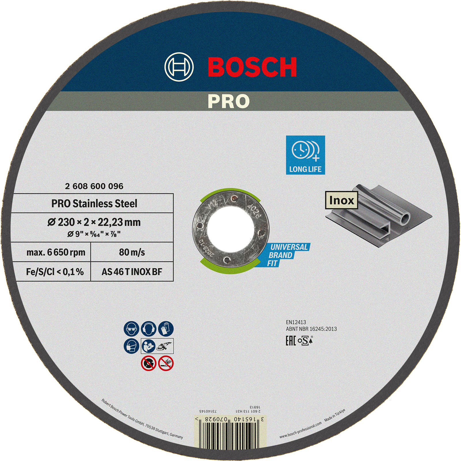 Bosch PRO Stainless Steel Trennscheibe 230 x 2 x 22,23 mm - 2608600096