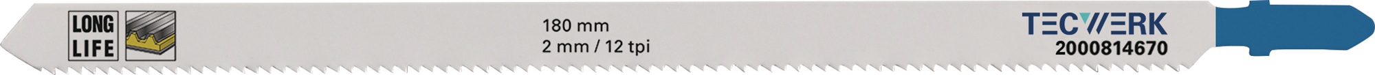 Stichsägeblatt Gesamt-L.180mm Zahnt.2mm BIM 5 St./Karte TECWERK