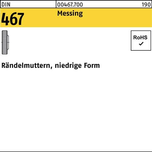 Rändelmutter DIN 467 niedrige FormM10 Messing 10 Stück