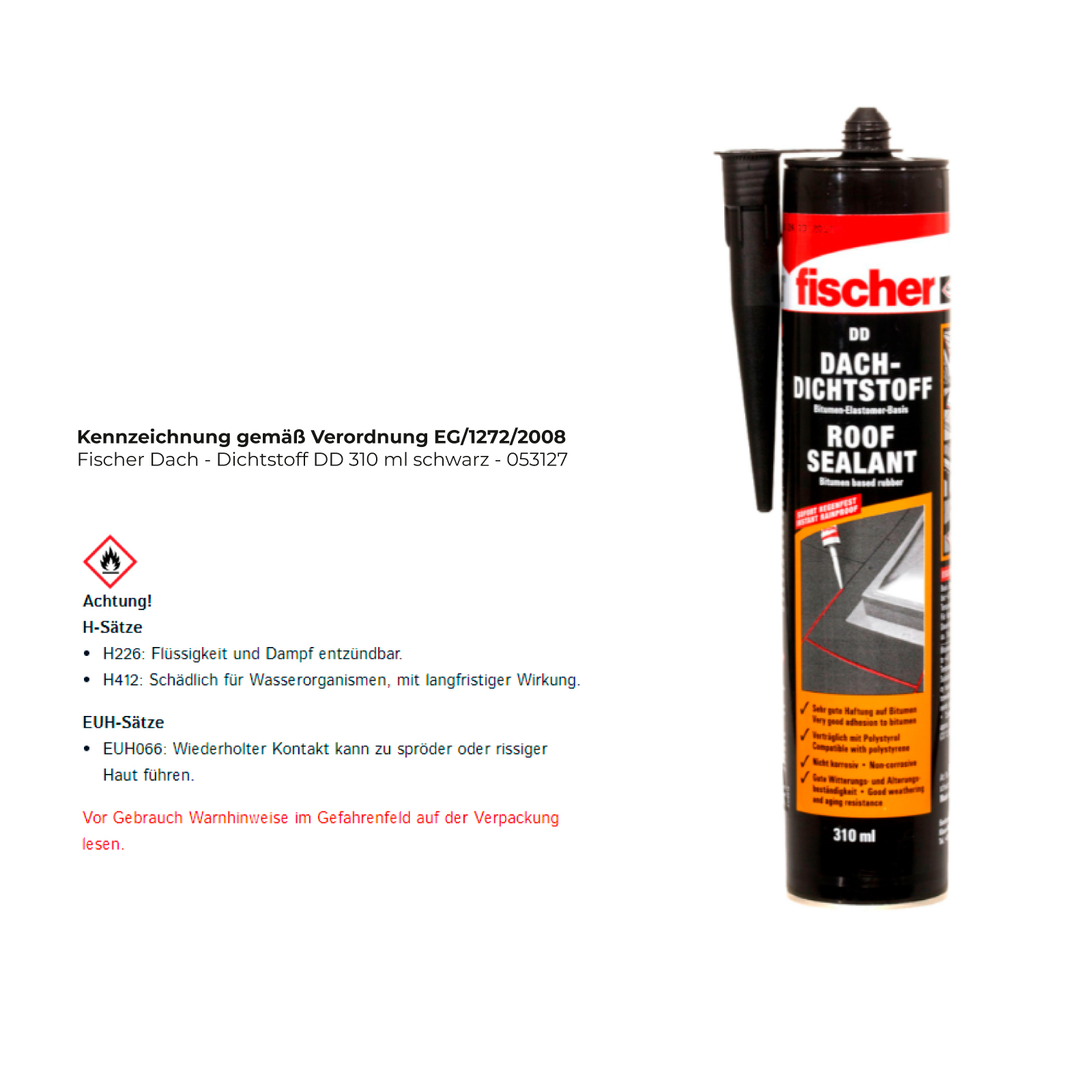 Fischer Dach - Dichtstoff DD 310 ml schwarz - 053127