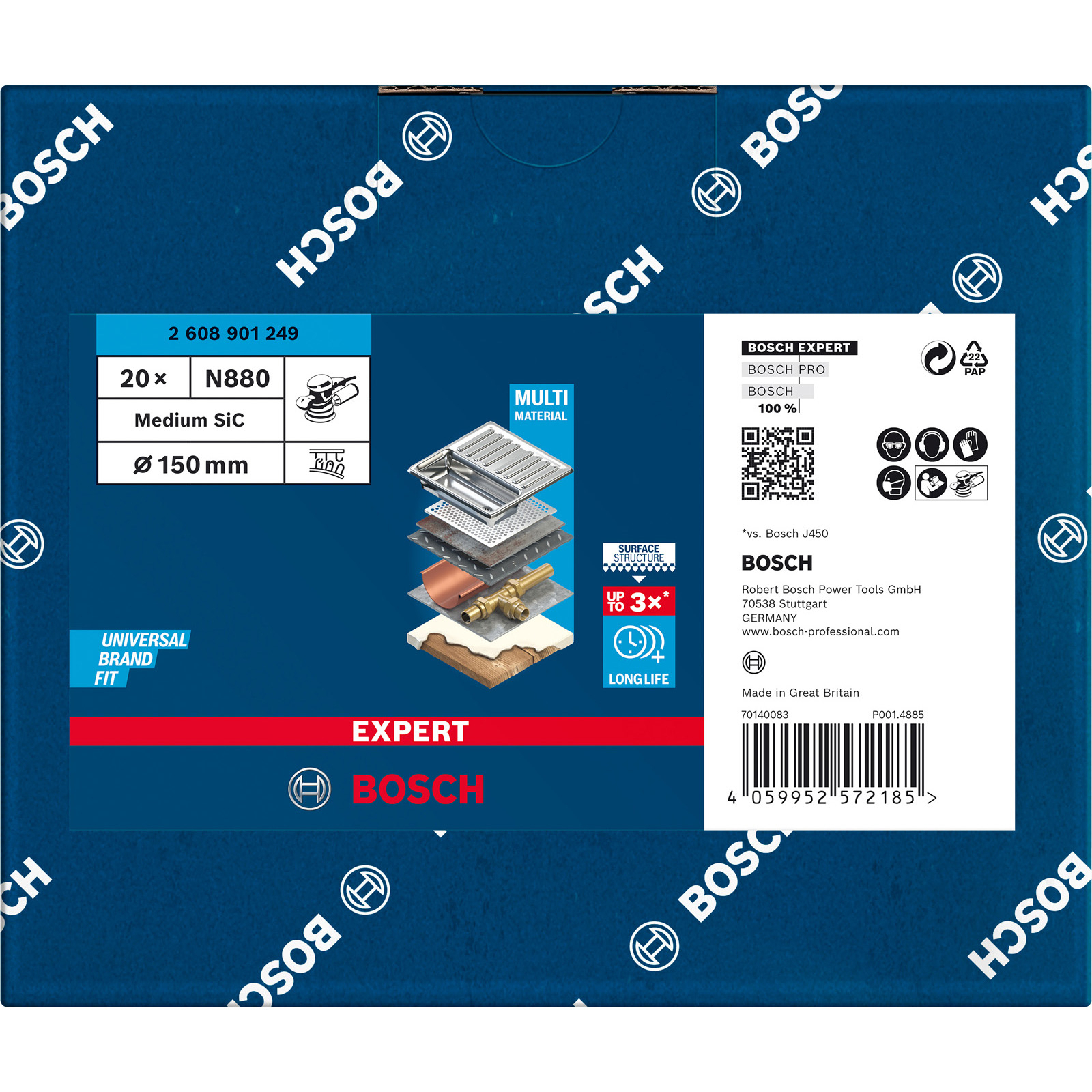 Bosch 20x Expert N880 Vliesscheibe für Exzenterschleifer 150 mm Medium S - 2608901249