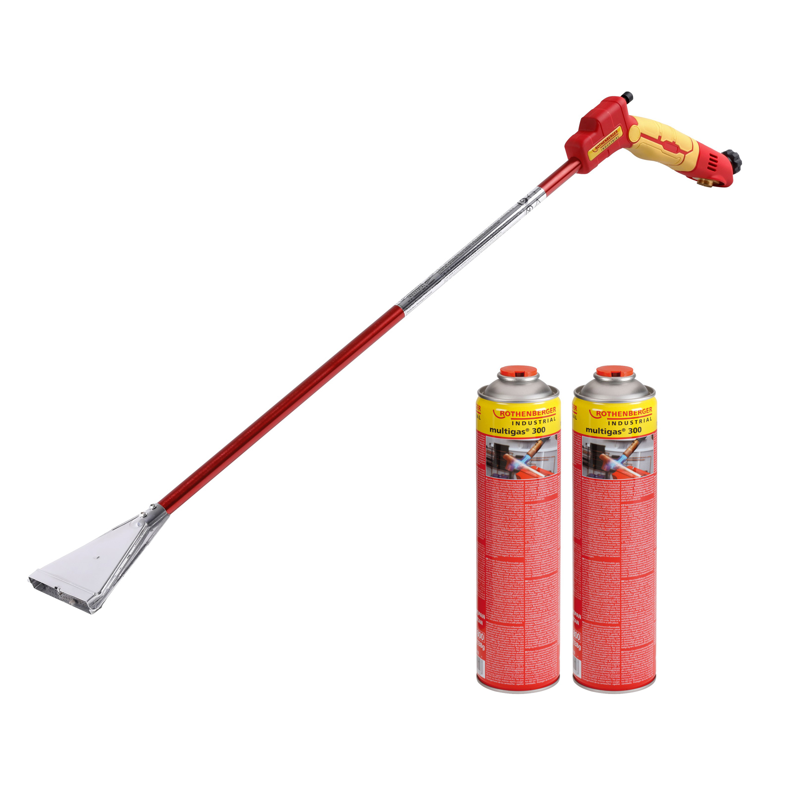 ROTHENBERGER Industrial Unkrautbrenner PREMIUM inkl. 2x Multigas 600 ml breiter Brennerkopf  900 °C
 - 1500005272